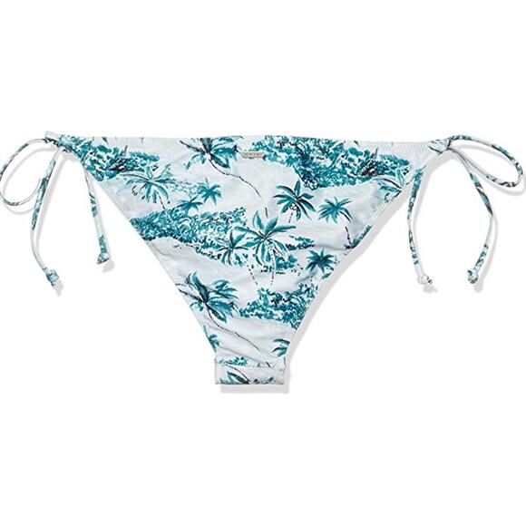 Volcom Women's Skimpy Bikini Bottom Tropical Palm Tidal Blue Medium NWT - Picture 2 of 3